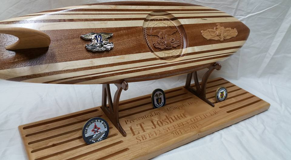 SURFBOARD Military Challenge Coin Display and Plaque